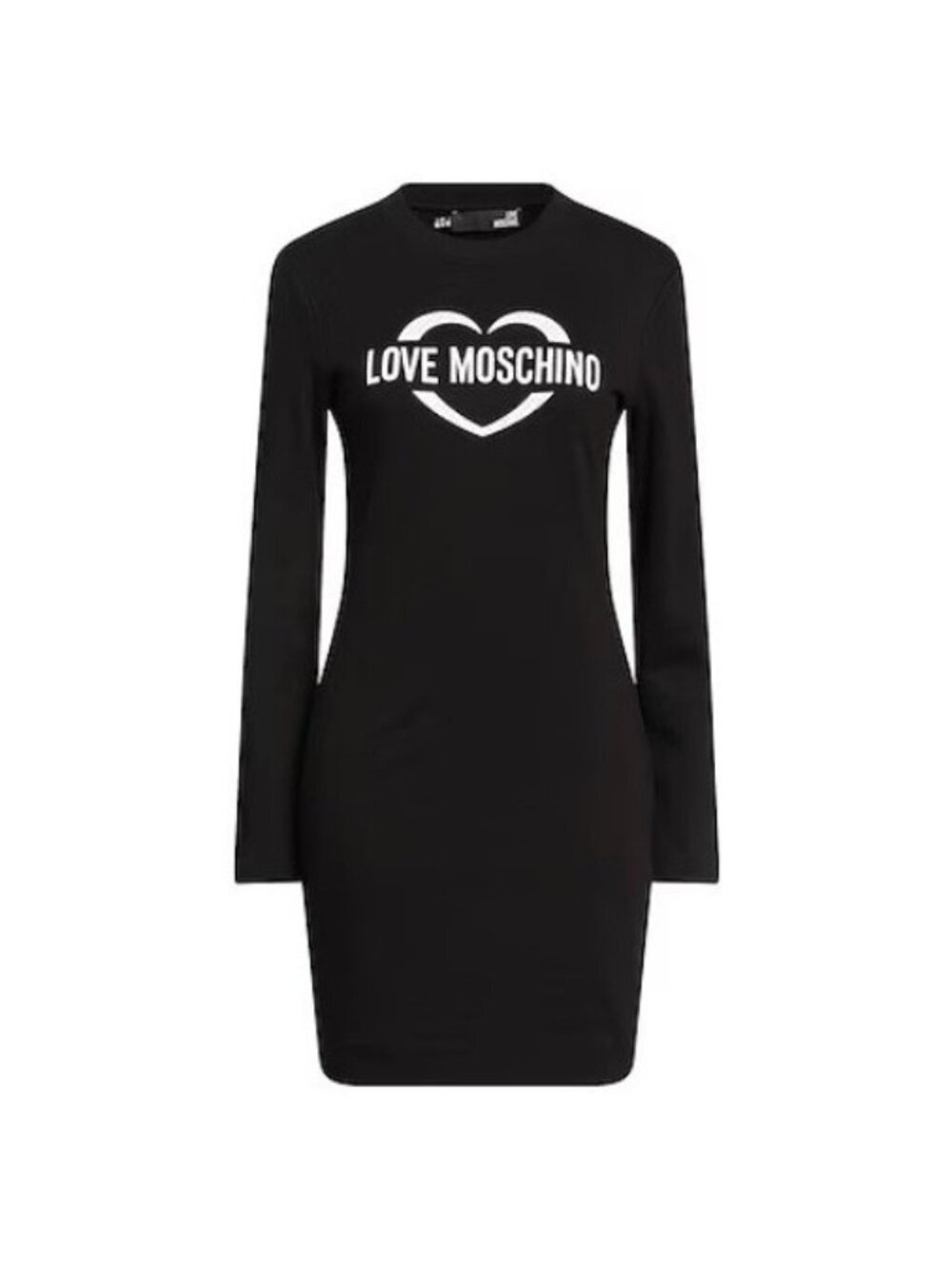 Love Moschino Long Sleeve Logo Dress Black 100% Cotton Regular Fit 4 NWT